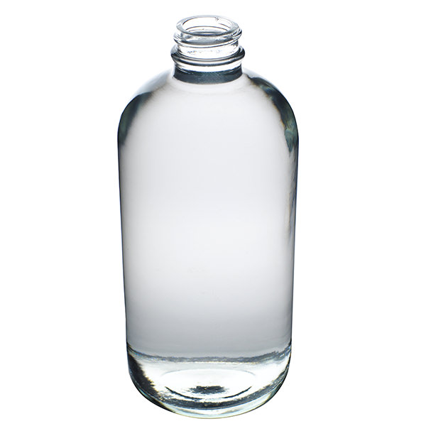 16OZ FLINT BOSTON ROUND GLASS BOTTLE - 28-405 NECK