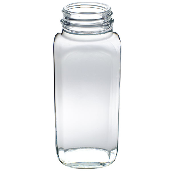 8OZ FLINT FRENCH SQUARE GLASS BOTTLE - 43-405 NECK