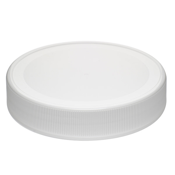110-400 WHITE PP DEEP SKIRT FINE RIB / MATTE CENTER / SMOOTH RING / RING TOP FLAT SEAL - PE FOAM LINER