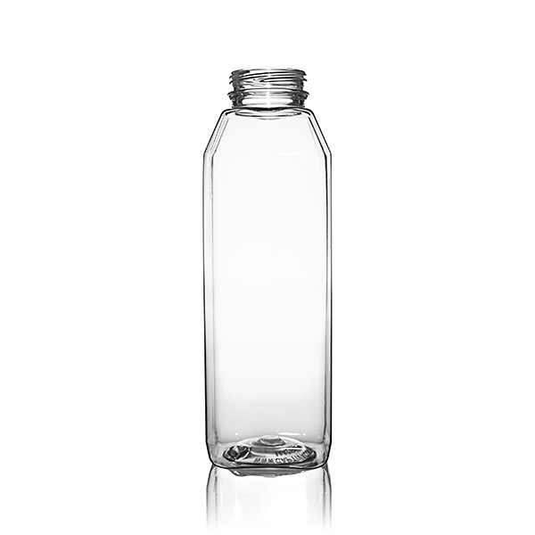 16oz (480ml) Clear PET Wide Mouth Square Beverage Bottle - 38-385 Tamper  Evident Neck