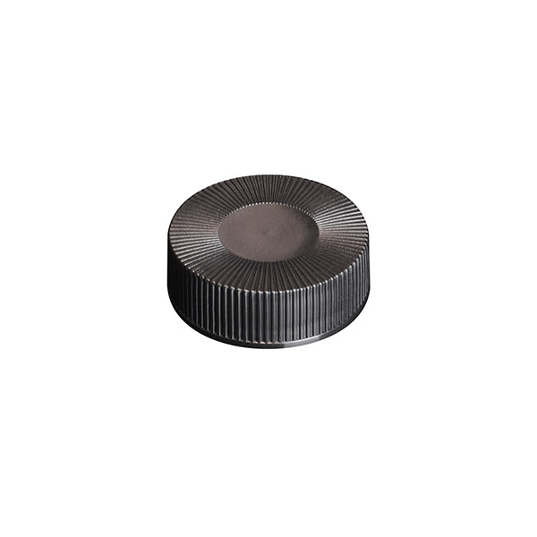 38MM BLACK RIB SIDE / SMOOTH CENTER PP ROULLETTE CAP WITH FOAM LINER