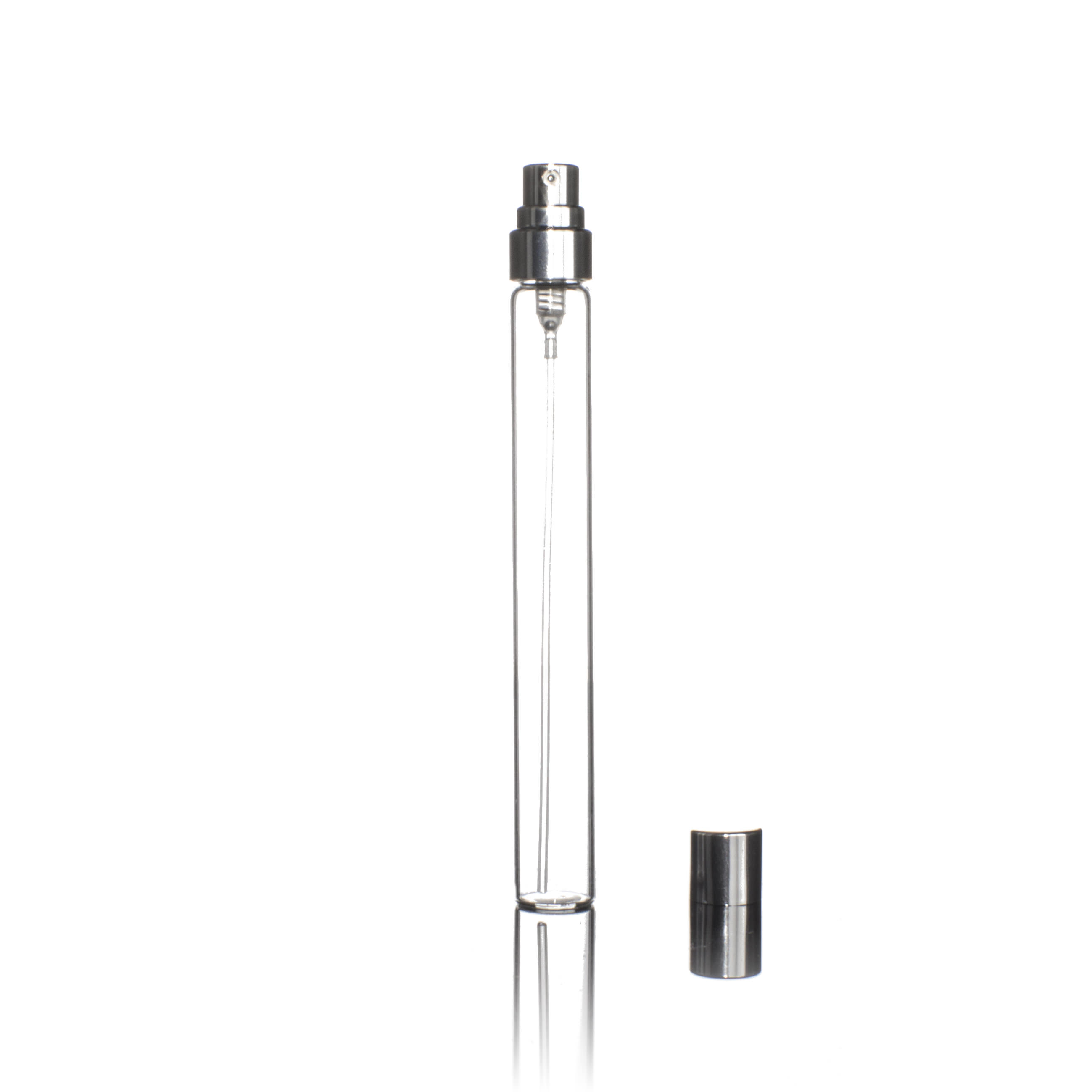 10ML FLINT GLASS REPLICA STILO VIAL WITH METAL SCREW PUMP 50MCL OUTPUT - 11MM NECK