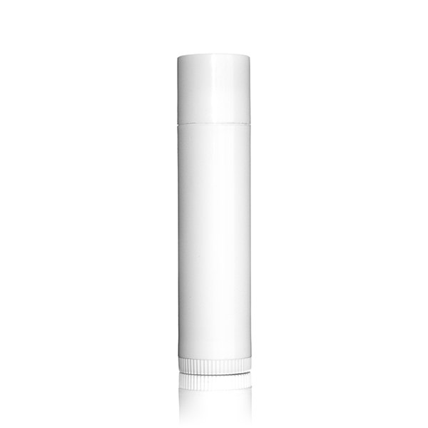 0.13OZ WHITE LIP BALM ASSEMBLY WITH 0.620" KNURL SCREW CYLINDER PP PLASTIC  - 13.8MM