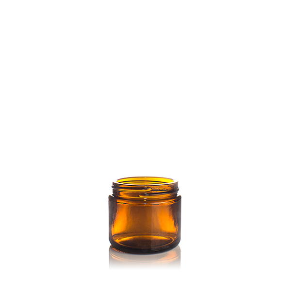 2OZ AMBER GLASS STRAIGHT SIDED CREAM JAR ROUND - 53-400 NECK