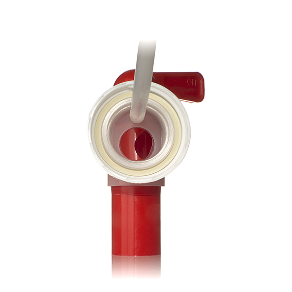 38-400 RED / NATURAL SMOOTH SIDE PP AEROFLOW SELF-VENTING TAP 18MM NOZZLE - WHITE CLOSURE-detail image