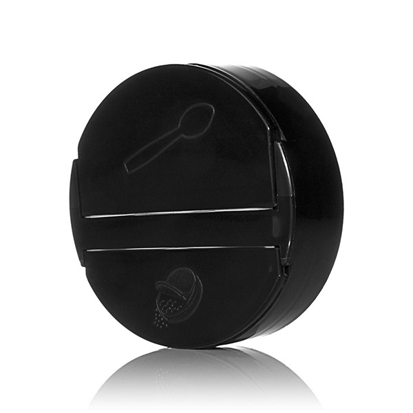 63-485 BLACK SMOOTH SIDE PP DUAL FLAPPER SPICE CLOSURE - FS3-25 LINER 0.200 / POUR ORIFICE