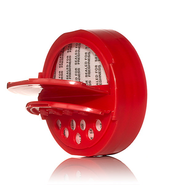 63-485 RED SMOOTH SIDE PP DUAL FLAPPER SPICE CLOSURE - PS113 LINER 0.200 / POUR ORIFICE-detail image