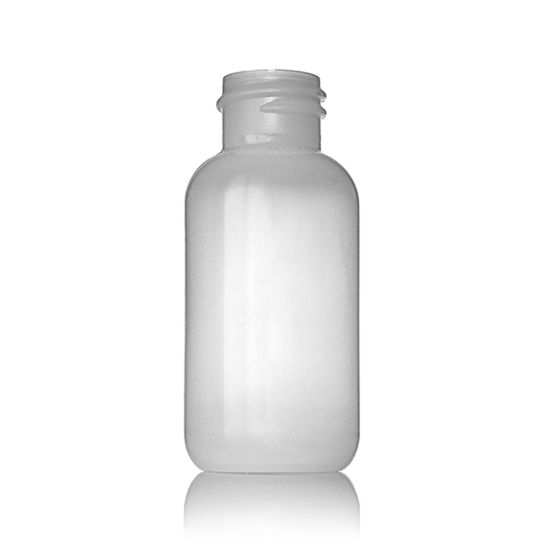 1OZ NATURAL LDPE BOSTON ROUND PLASTIC BOTTLE - 20-410 NECK