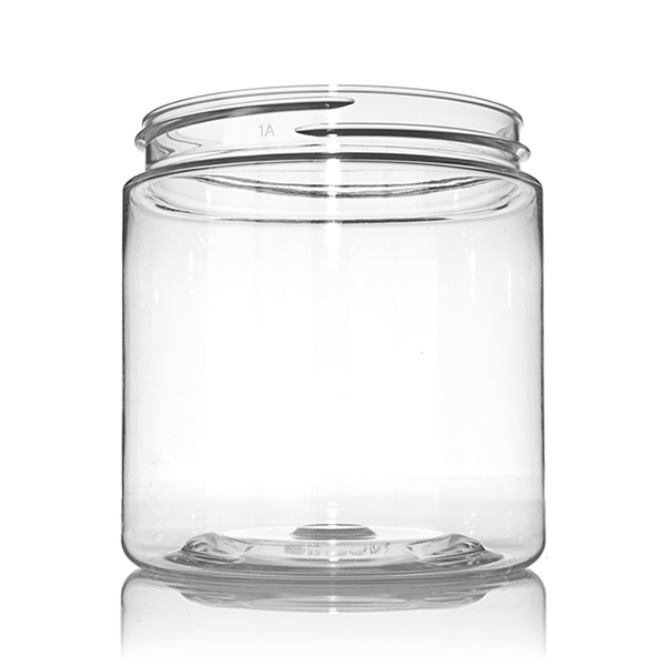 8OZ CLEAR PET WIDE MOUTH ROUND PLASTIC JAR - 70-400 NECK