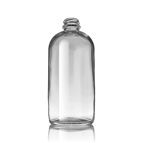 16OZ FLINT GLASS BOSTON ROUND - 28-400 NECK