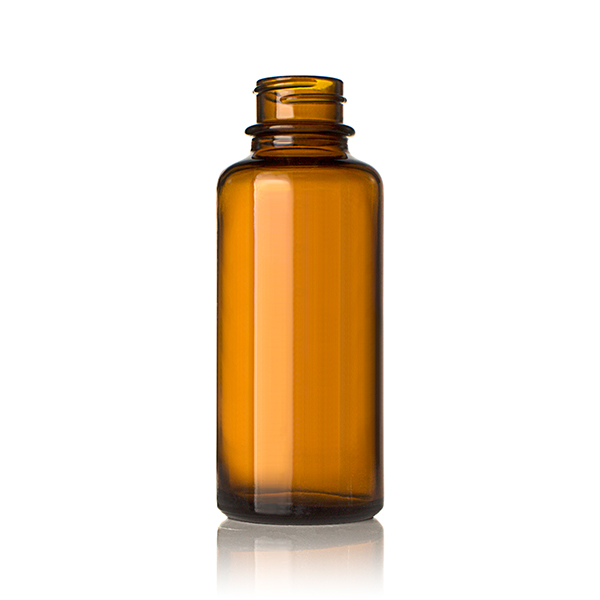  4OZ AMBER GLASS BOSTON ROUND - 28-405 NECK