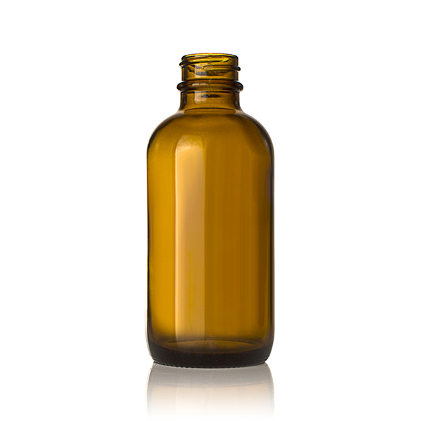 4OZ AMBER GLASS BOSTON ROUND - 24-400 NECK