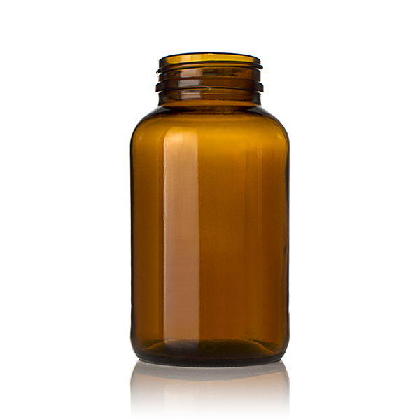 250CC AMBER GLASS WIDE MOUTH PACKER ROUND - 45-405 NECK