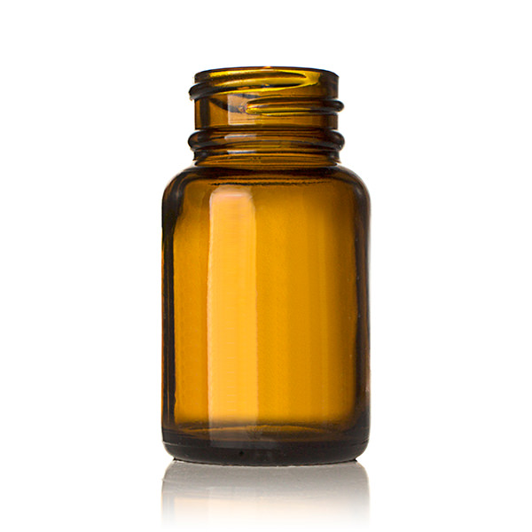 30CC AMBER GLASS WIDE MOUTH ROUND - 28-400 NECK