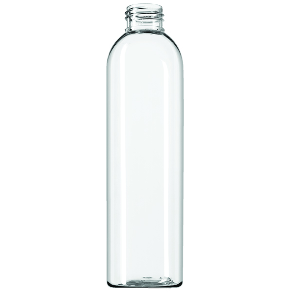 200 ml Clear Glass Flask Bottles w/ Black Ribbed Tamper Evident Caps