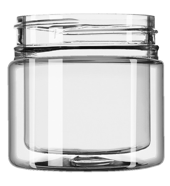 50ML CLEAR TARRO DOBLE FONDO ROUND PET PLASTIC JAR - 58-400 NECK