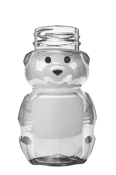 150ML CLEAR HONEY BEAR OBLONG PET PLASTIC BOTTLE - 38MM NECK