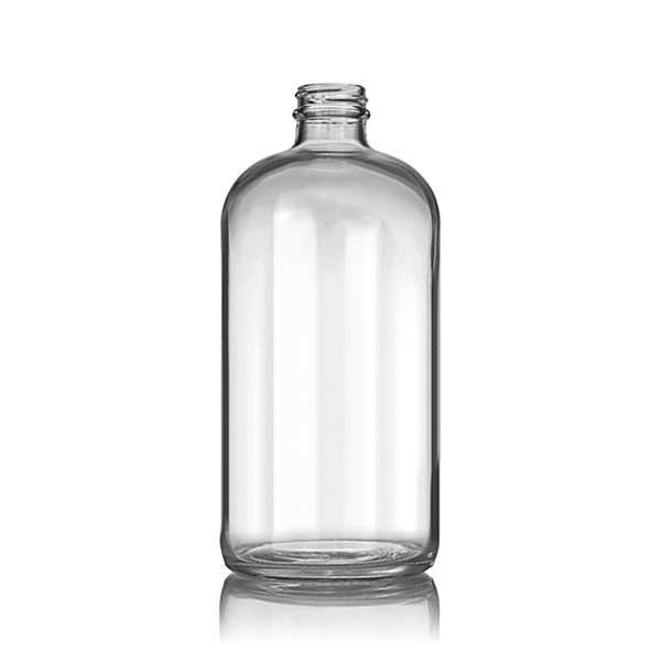 32OZ FLINT BOSTON ROUND GLASS BOTTLE - 33-405 NECK