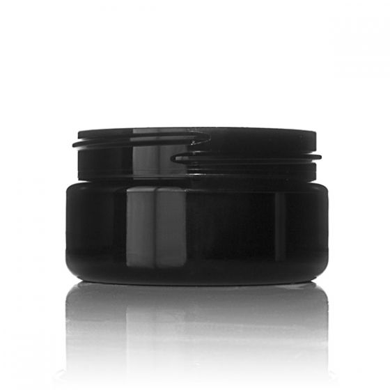 2OZ BLACK PET WIDE MOUTH ROUND JAR - 58-400 NECK