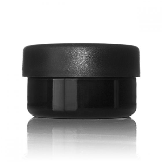 2OZ BLACK PET WIDE MOUTH ROUND JAR - 58-400 NECK-detail image