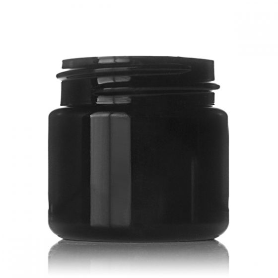 PLASTIC JAR: 1OZ BLACK PET WIDE MOUTH JAR - 38-400 NECK