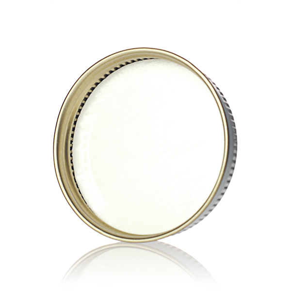 48-400 WHITE THREADS AND KNURLED EDGE TIN PLATE METAL SCREW CAP - PULP AND POLY LINER-detail image