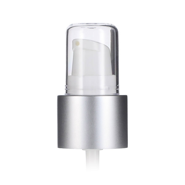 24-410 WHITE PP SMOOTH SIDE ALUMINUM METAL OVERSHELL COLLAR TREATMENT PUMP WITH OVERCAP 0.23ML OUTPUT