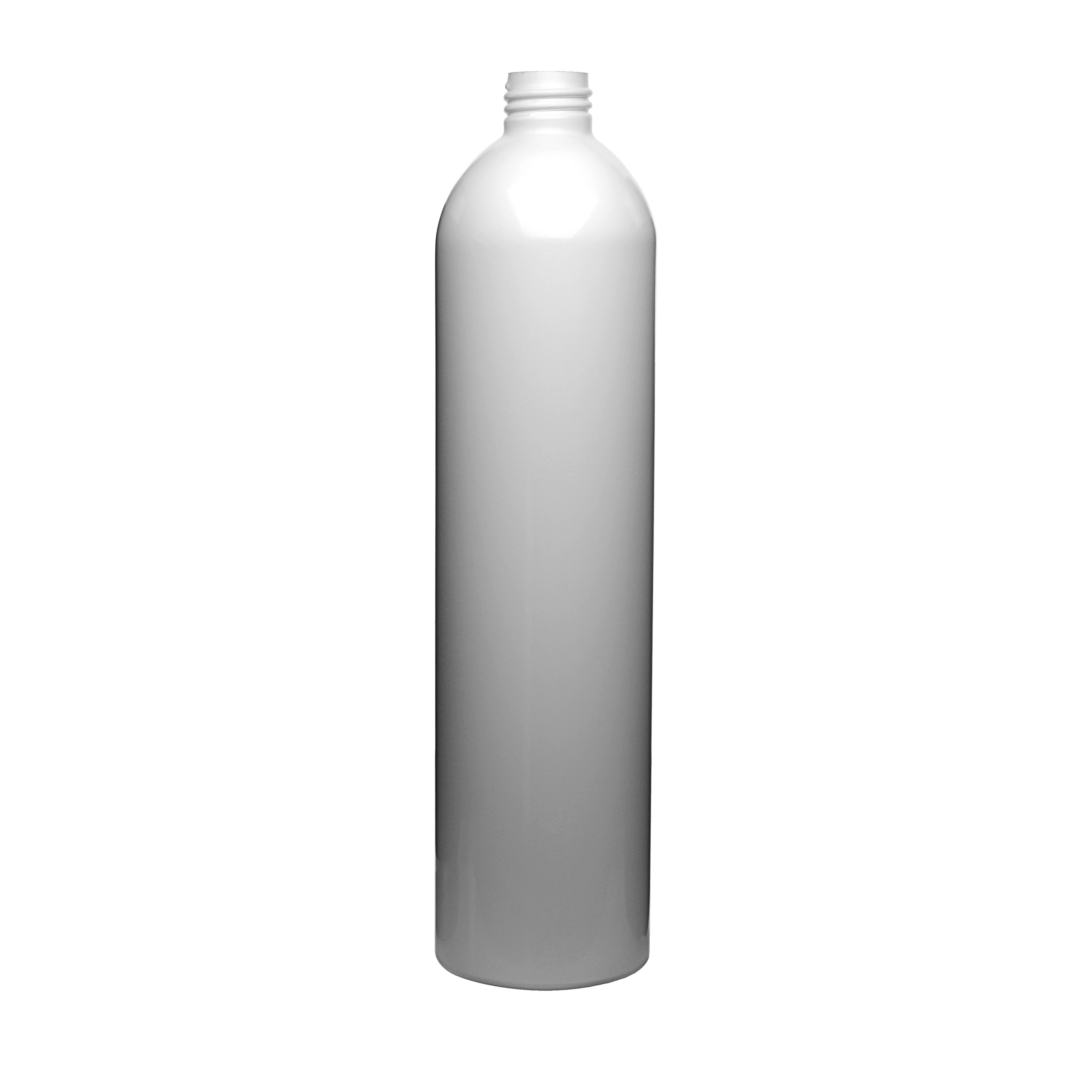 500ML WHITE ALUMINUM OVAL SHOULDER  GLOSS FINISH ROUND - 24-410 NECK