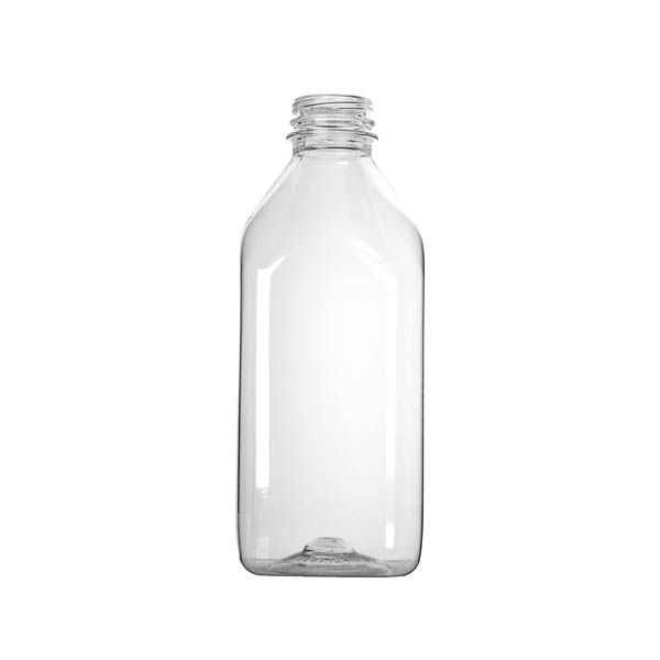 32OZ CLEAR PET TALL MILKMAN BEVERAGE BOTTLE SQUARE - 38-DS NECK