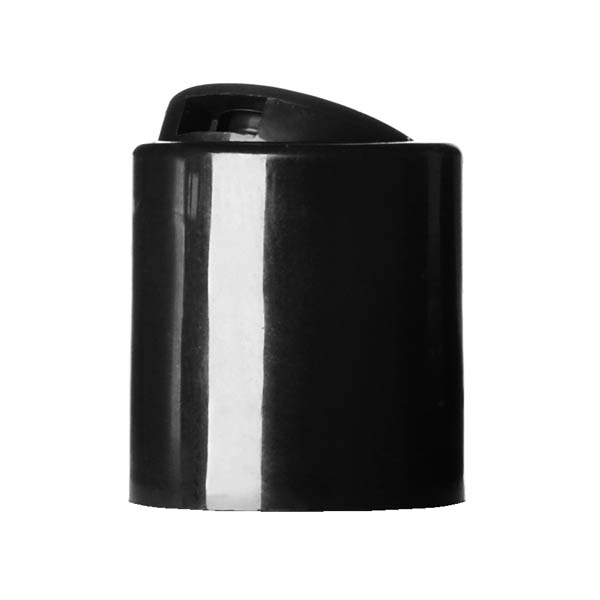 20-410 BLACK PP SMOOTH SIDE / SMOOTH TOP GLOSSY DOMED PCR-BASED DISC TOP CLOSURE - 6.8MM X 2.5MM ORIFICE