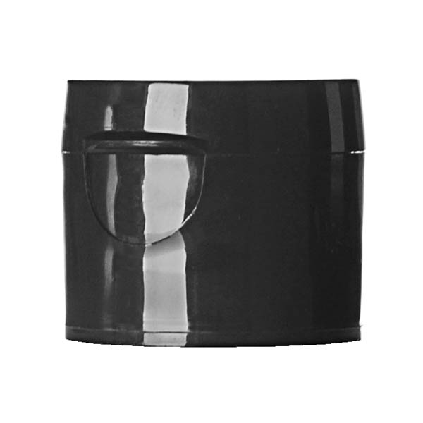 24-410 BLACK PP SMOOTH SIDE/SMOOTH TOP PCR-BASED SNAP TOP CLOSURE - 3.18MM ORIFICE