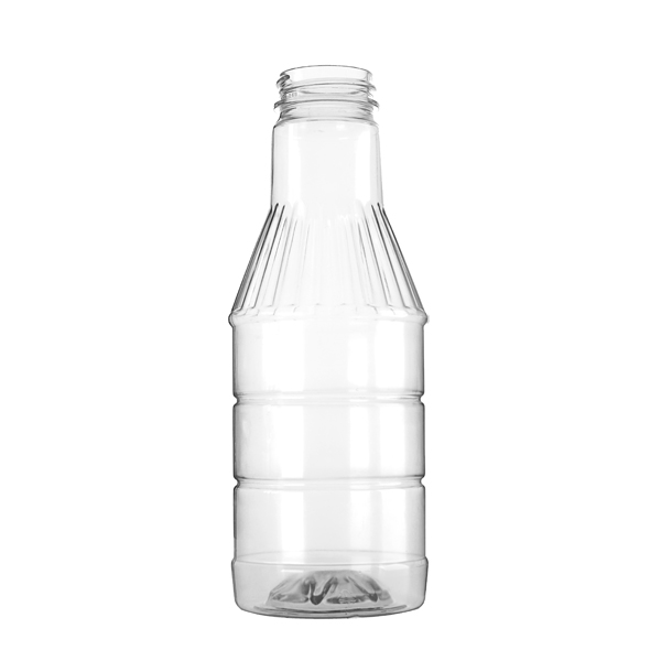 17.5OZ CLEAR PET HOT FILL RIB SIDE SAUCE BOTTLE ROUND - 38-400 NECK