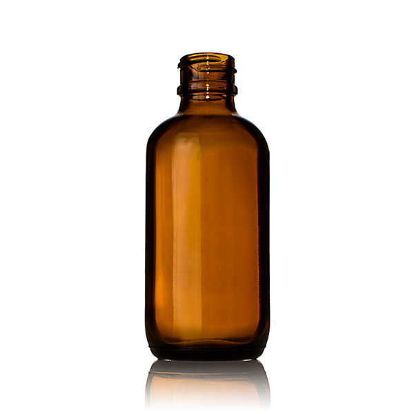 2OZ AMBER GLASS  BOSTON ROUND - 20-405 NECK