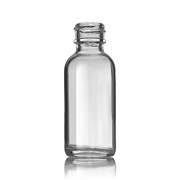 1OZ FLINT BOSTON ROUND GLASS BOTTLE - 20-405 NECK
