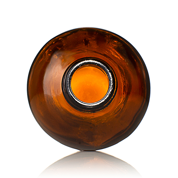 16OZ AMBER BOSTON ROUND GLASS BOTTLE - 28-405 NECK-detail image