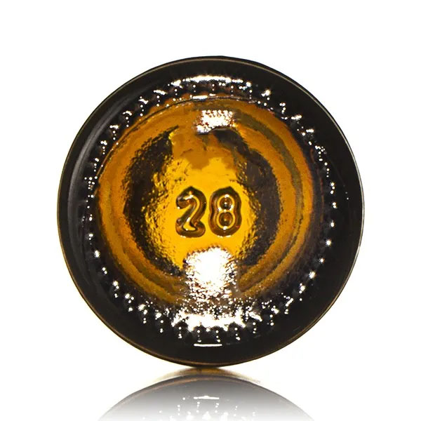 0.5 OZ AMBER GLASS BOSTON ROUND - 18-405 NECK-detail image