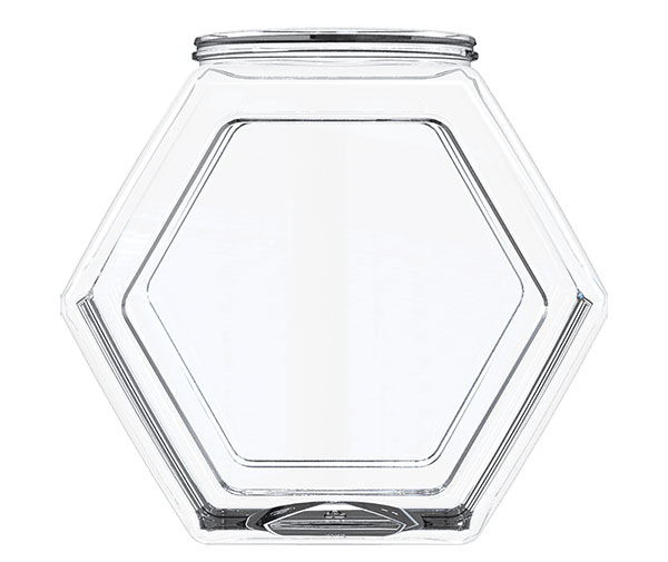 124OZ CLEAR PET WIDE MOUTH AMBIENT FILL HEXAGON - 117MM SNAP BEAD NECK