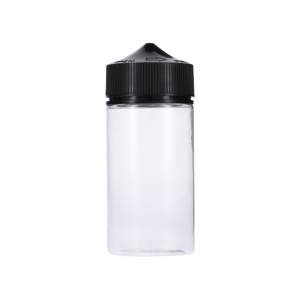 200ML CLEAR PET UNICORN BOTTLE WITH BLACK CR TAMPER EVIDENT BREAK-OFF BAND CLOSURE