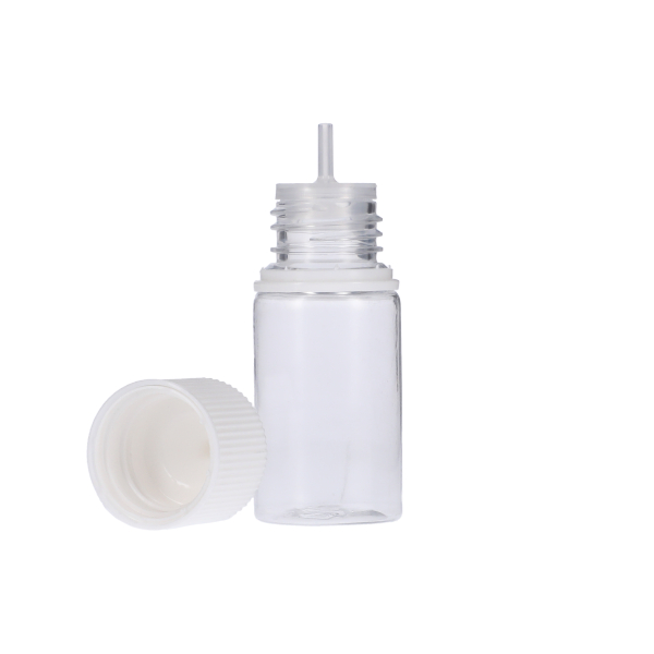 30ML CLEAR PET STUBBY UNICORN BOTTLE WITH WHITE CR TAMPER EVIDENT BREAK-OFF BAND CLOSURE-detail image