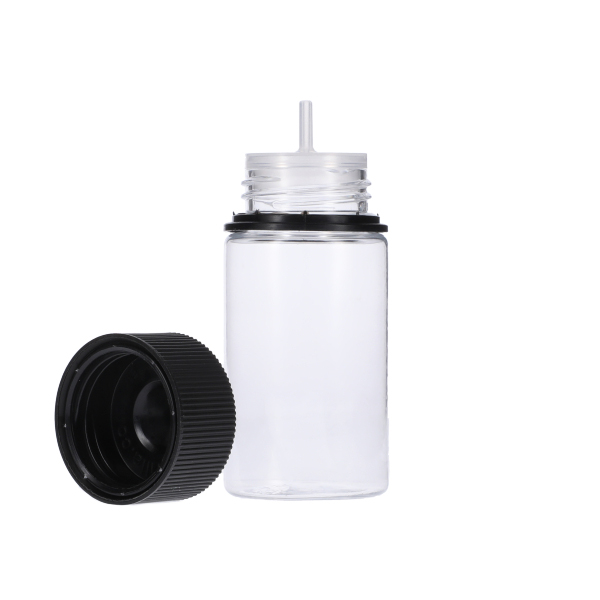 60ML CLEAR PET MINI UNICORN BOTTLE WITH BLACK CR TAMPER EVIDENT BREAK-OFF BABND CLOSURE-detail image