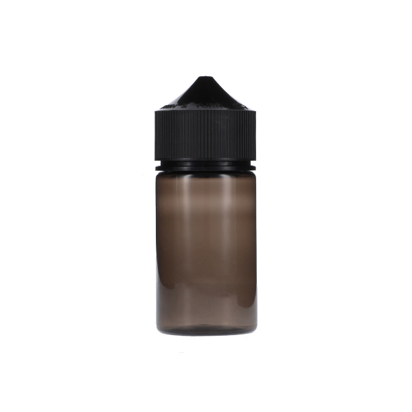60ML TRANSLUCENT BLACK PET MINI UNICORN BOTTLE WITH BLACK CR TAMPER EVIDENT BREAK-OFF BAND CLOSURE