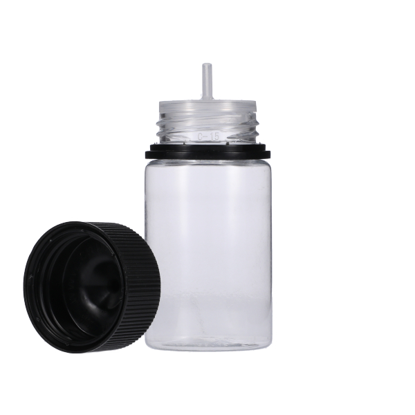 75ML CLEAR PET STUBBY UNICORN BOTTLE WITH BLACK CR TAMPER EVIDENT BREAK-OFF BAND CLOSURE-detail image