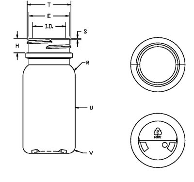 60CC WHITE PHARMA ROUND HDPE WITH 33-400 NECK FINISH