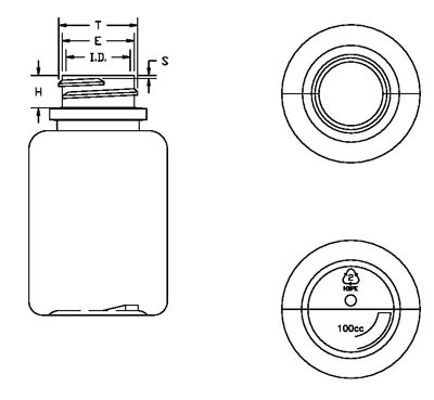 100CC WHITE PHARMA ROUND HDPE WITH 28-400 NECK FINISH