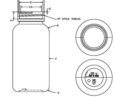 200CC WHITE PHARMA ROUND HDPE WITH 38-400 NECK FINISH