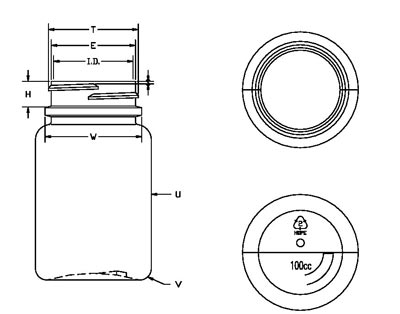 100CC WHITE PHARMA ROUND HDPE WITH 38-400 NECK FINISH