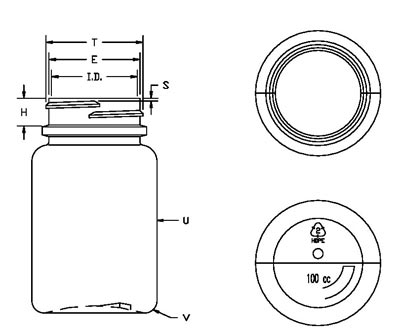 100CC WHITE PHARMA ROUND HDPE WITH 38-400 NECK FINISH