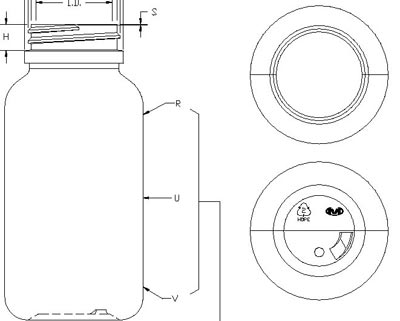 200CC WHITE PHARMA ROUND HDPE WITH 38-400 NECK FINISH