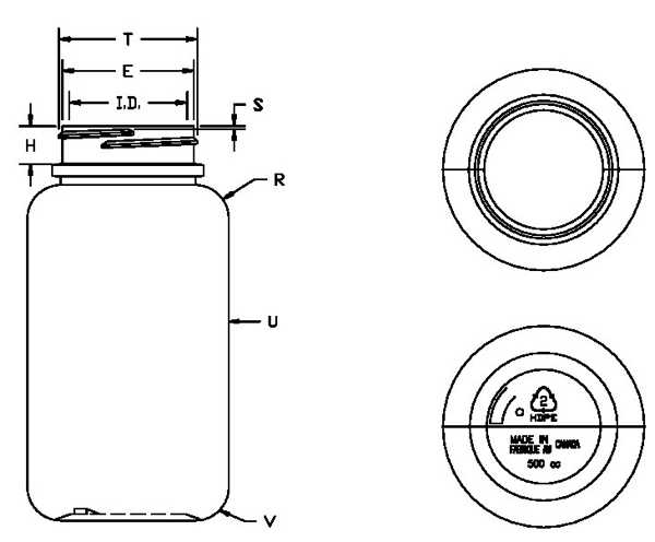 500CC WHITE PHARMA ROUND HDPE WITH 53-400 NECK FINISH