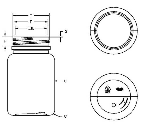 100CC WHITE PHARMA ROUND HDPE WITH 38-400 NECK FINISH
